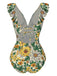 1950s V-Neck Ruffle Shoulder Belted Swimsuit: 1950s Riviera elegance, reimagined for her