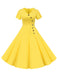 1950s V-Neck Single-Breasted Solid Dress: timeless style reimagined