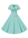 1950s V-Neck Single-Breasted Solid Dress: timeless style reimagined