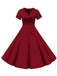 1950s V-Neck Single-Breasted Solid Dress: timeless style reimagined