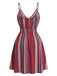 1950s V-Neck Spaghetti Strap Striped Dress 4