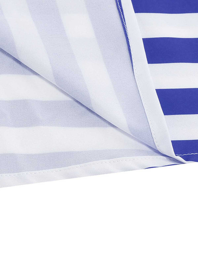 1950s V-Neck Star Stripes Flag Belted Swing Dress - vintage dress, retro fashion, rockabilly