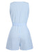 1950s V-Neck Stripes Sleeveless Belted Romper: 1950s detail work for the woman who notices