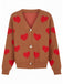 1950s Valentine's Day Heart Print Knit Cardigan - vintage fashion, retro style
