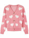 1950s Valentine's Day Heart Print Knit Cardigan - vintage fashion, retro style
