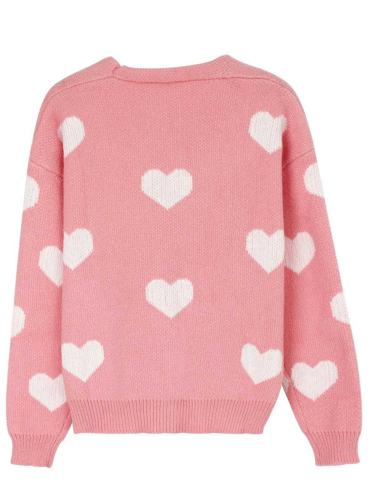 1950s Valentine's Day Heart Print Knit Cardigan - vintage fashion, retro style