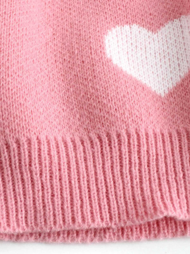 1950s Valentine's Day Heart Print Knit Cardigan - vintage fashion, retro style