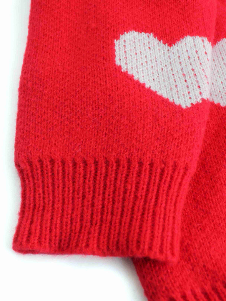 1950s Valentine's Day Heart Print Knit Cardigan - vintage fashion, retro style