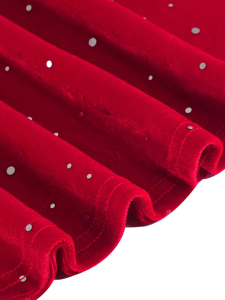 She slips into this 1950s Velvet Sparkling Solid A-Line Dress and suddenly it's a 1950s daydream