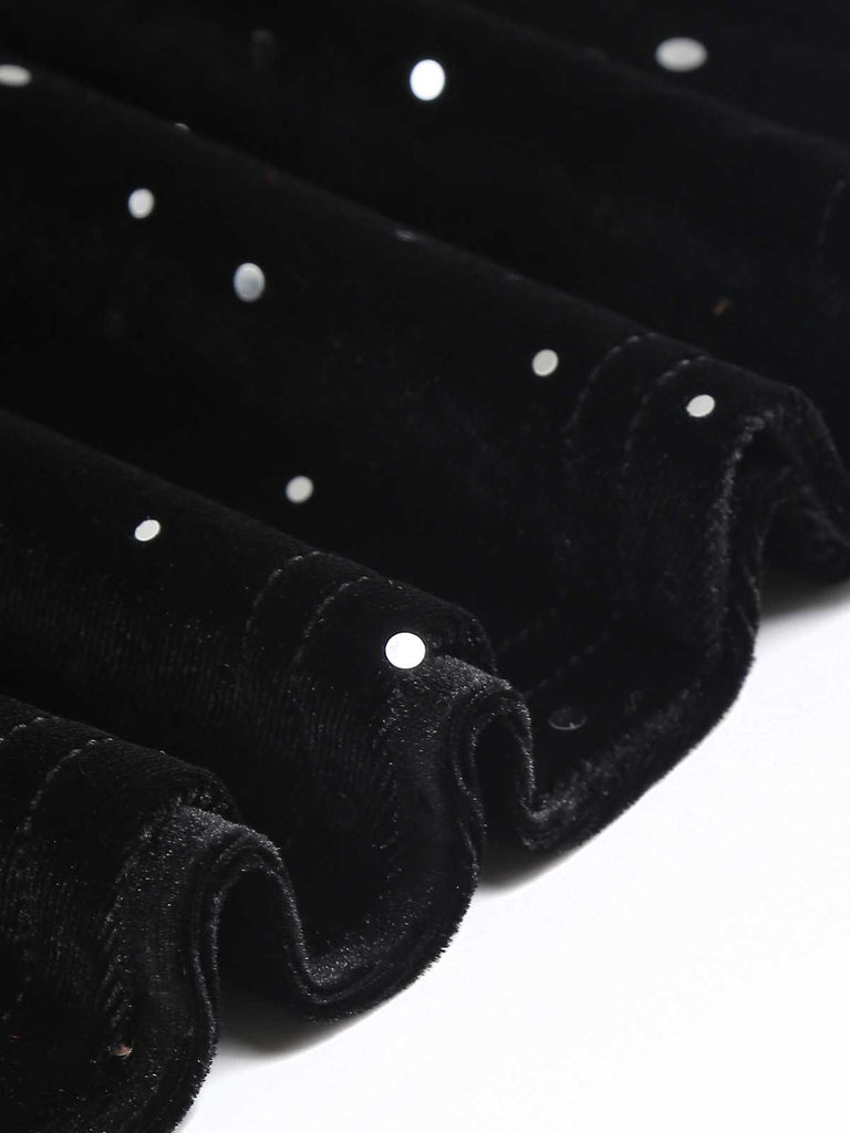 This 1950s Velvet Sparkling Solid A-Line Dress wraps her in 1950s elegance, one twirl at a time