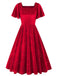 She slips into this 1950s Velvet Sparkling Solid A-Line Dress and suddenly it's a 1950s daydream