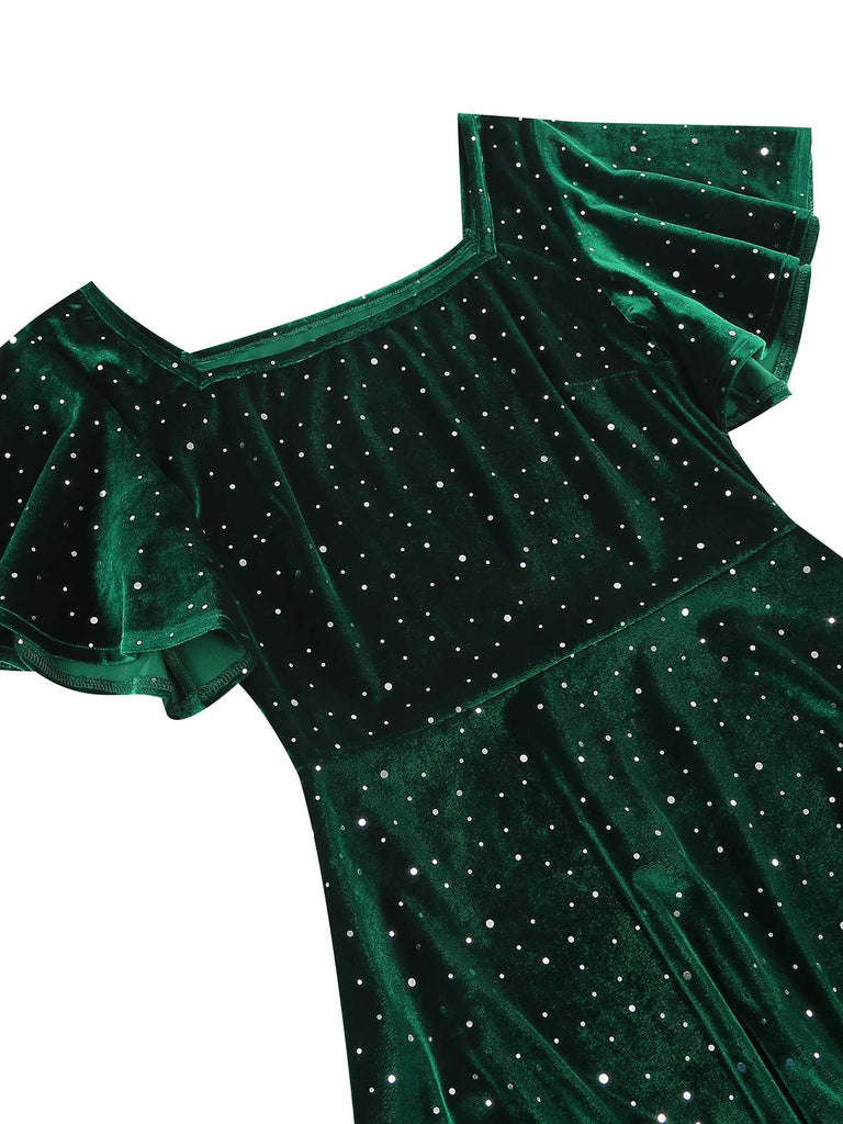 1950s Velvet Sparkling Solid A-Line Dress — a 1950s silhouette that turns sidewalks into runways