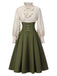 1950s Victorian Bow Tie Ruffled Long Sleeve Dress - vintage dress, retro fashion, rockabilly