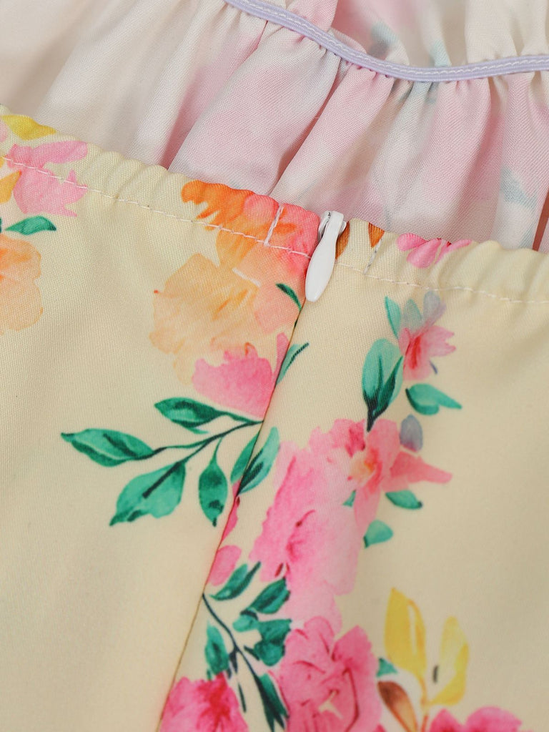 1950s Vintage Floral Lace-Up Swing Dress, vintage dress, retro fashion, rockabilly, pin-up fashion - perfect for women who love vintage and retro fashion