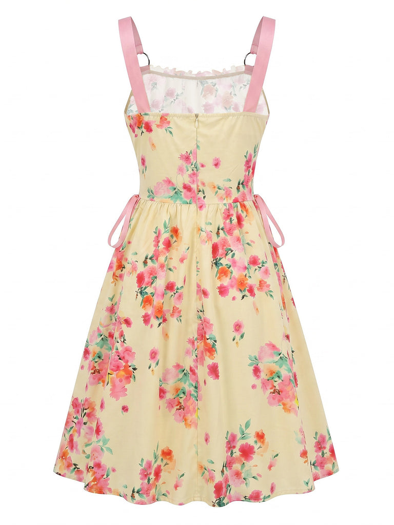 1950s Vintage Floral Lace-Up Swing Dress, vintage dress, retro fashion, rockabilly, pin-up fashion - perfect for women who love vintage and retro fashion