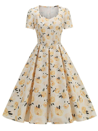 1950s Vintage Floral Swing Dress - vintage dress, retro fashion, rockabilly