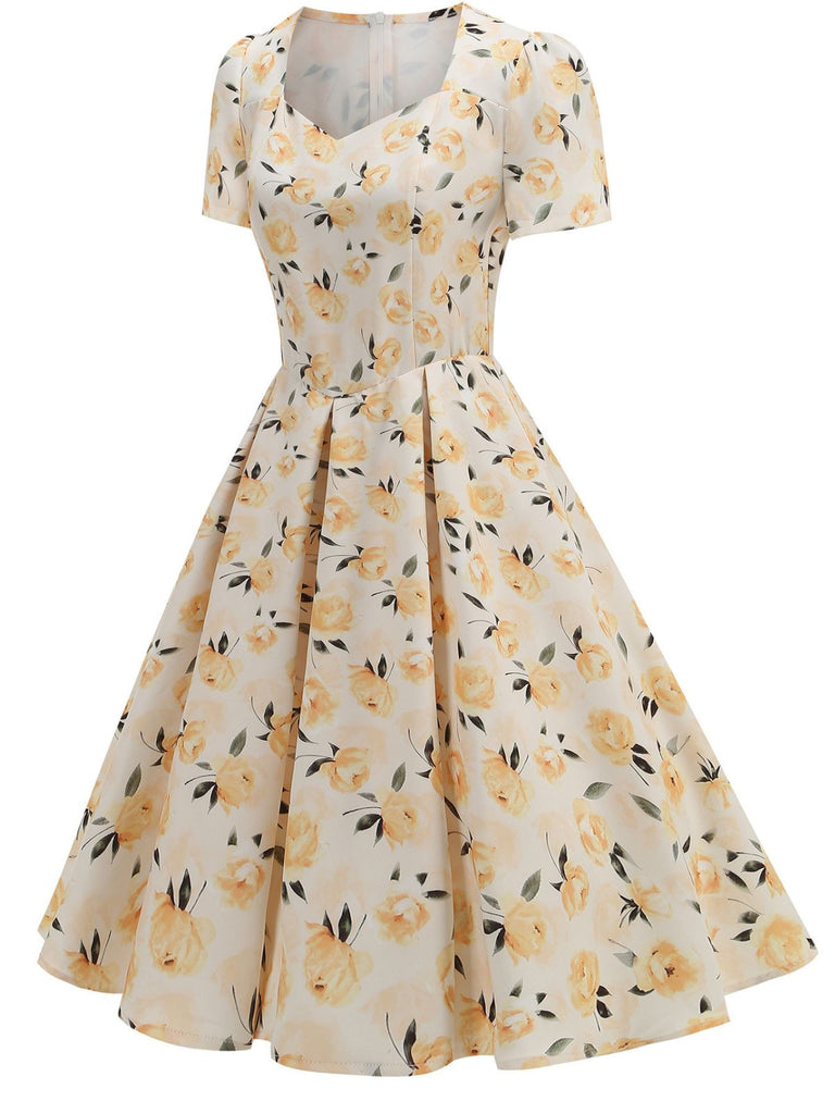 1950s Vintage Floral Swing Dress - vintage dress, retro fashion, rockabilly