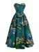 Blue 1950s Water Lily Sweetheart Strapless Dress, vintage dress, retro fashion, rockabilly, pin-up fashion - perfect for women who love vintage and retro fashion