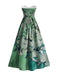 Blue 1950s Water Lily Sweetheart Strapless Dress, vintage dress, retro fashion, rockabilly, pin-up fashion - perfect for women who love vintage and retro fashion