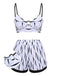 1950s Water Ripple Patchwork Strap Swimsuit, vintage swimsuit, pin-up swimwear - perfect for women who love vintage and retro fashion