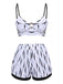 1950s Water Ripple Patchwork Strap Swimsuit, vintage swimsuit, pin-up swimwear - perfect for women who love vintage and retro fashion