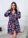 1950s Winter Print Plush Hooded Robe - vintage fashion, retro style
