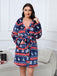1950s Winter Print Plush Hooded Robe - vintage fashion, retro style