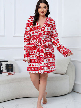 1950s Winter Print Plush Hooded Robe - vintage fashion, retro style