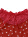 2PCS Red 1960s Heart Bow Ruffled Valentine's Pajamas - vintage fashion, retro style, elegant red