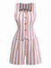 2pcs Khaki 1960s Striped Square Neck Sleeveless Vest & Shorts - vintage fashion, retro style