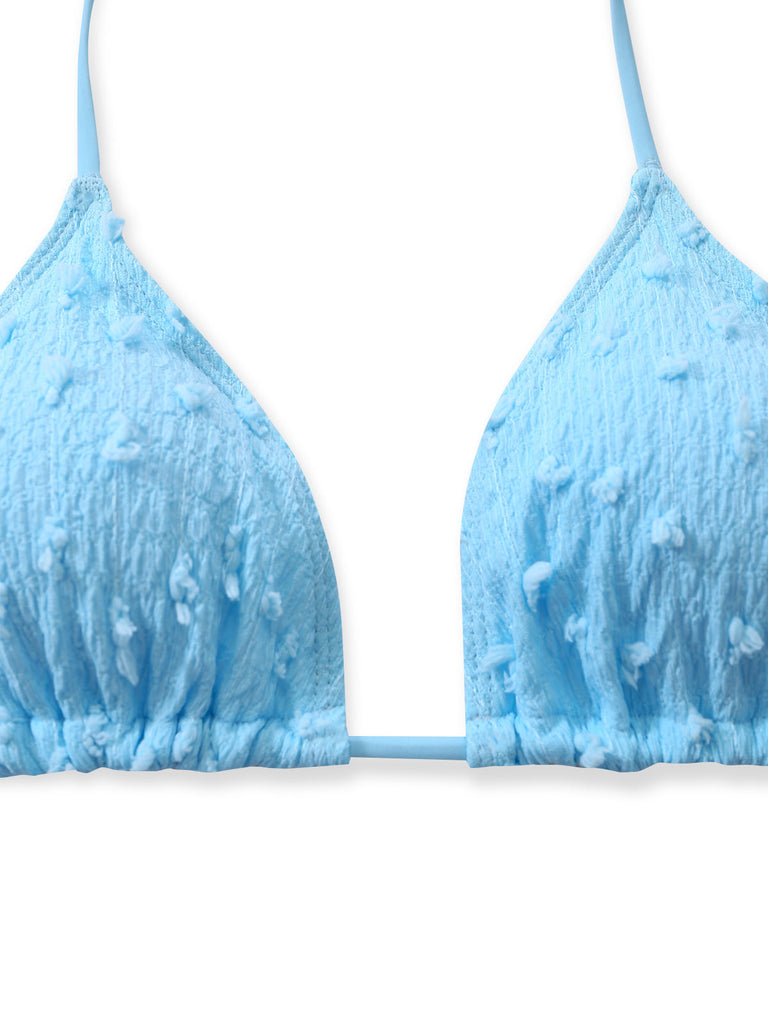 3PCS Sky Blue 1960s Triangle Bikini & Tie Shorts Set - vintage fashion, retro style