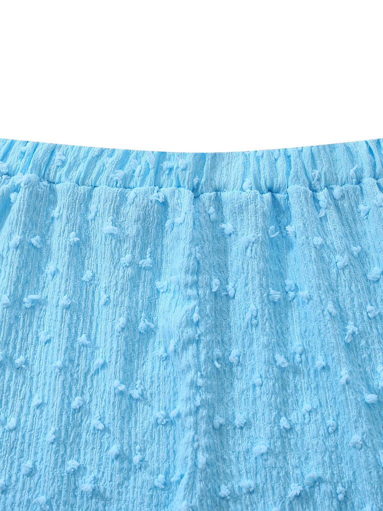 3PCS Sky Blue 1960s Triangle Bikini & Tie Shorts Set - vintage fashion, retro style