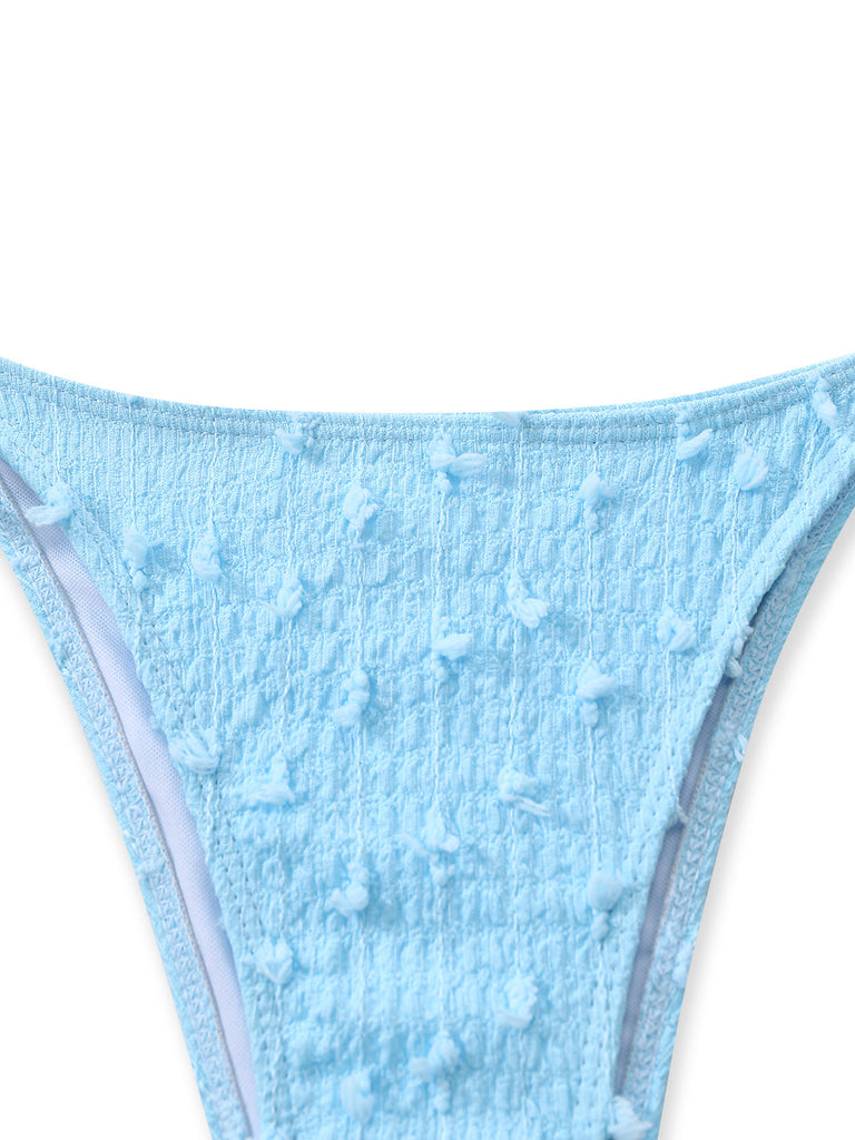 3PCS Sky Blue 1960s Triangle Bikini & Tie Shorts Set - vintage fashion, retro style