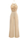 1960s Beaded Ruched Backless Wide-Leg Jumpsuit: beautiful vintage romper, retro jumpsuit, playful style with timeless appeal