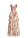Pink 1930s Butterfly Tiered Ruffle Spaghetti Strap Maxi Dress - vintage dress, retro fashion for vintage lovers