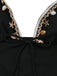 Black 1960s Seashell Detail Tied Halter Tankini Set - vintage fashion, retro style, classic black