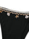 Black 1960s Seashell Detail Tied Halter Tankini Set - vintage fashion, retro style, classic black