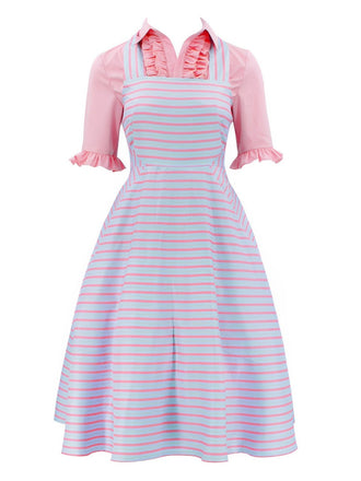 2PCS 1960s Wicked Solid Blouse & Irregular Stripes Dress - vintage dress, retro fashion