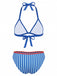 Blue 1960s Lobster Print Striped Triangle Bikini Set - vintage fashion, retro style