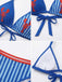 Blue 1960s Lobster Print Striped Triangle Bikini Set - vintage fashion, retro style