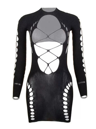 1960s Bodycon Long Sleeve One Piece Sleepwear