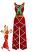 1960s Bow Christmas Plaid Patchwork Jumpsuit - vintage jumpsuit, retro fashion