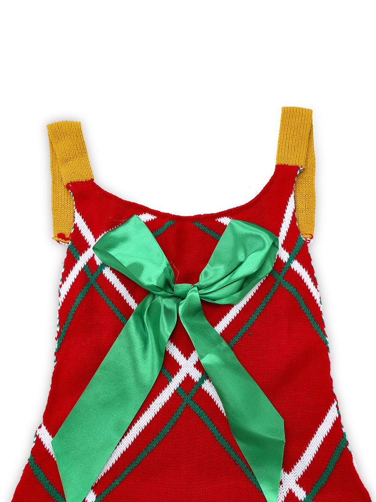 1960s Bow Christmas Plaid Patchwork Jumpsuit - vintage jumpsuit, retro fashion