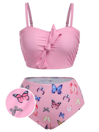 She's wearing 1960s Butterflies Bow Decor Swimsuit and the whole beach remembers the 1960s