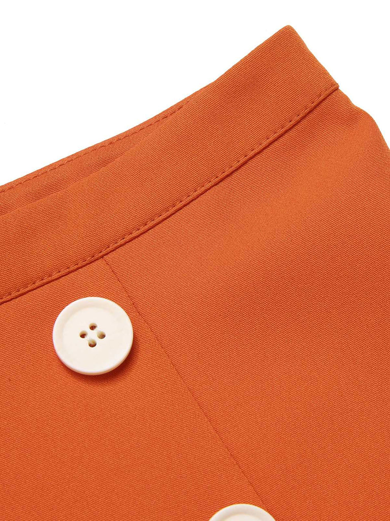 1960s Button Solid Belted Skirt — 1960s femininity that moves with her mood