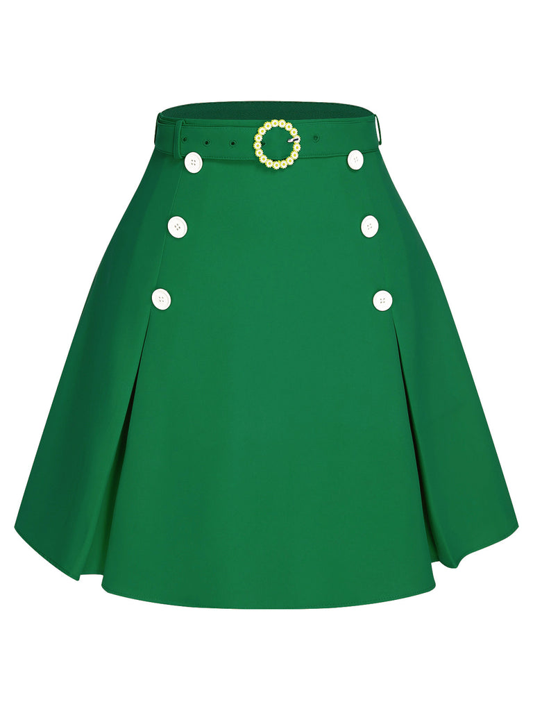 1960s Button Solid Belted Skirt — because 1960s glamour deserves an encore