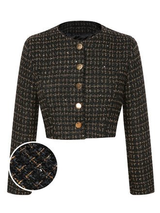 1960s Button Tweed Long Sleeve Cropped Coat, vintage coat, retro outerwear - perfect for women who love vintage and retro fashion