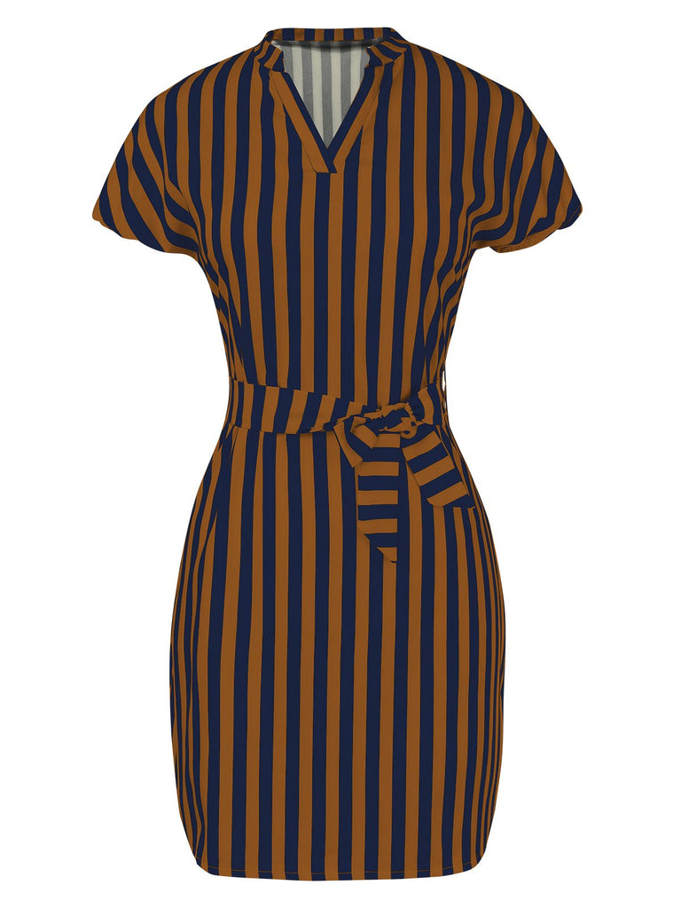 1960s Cap Sleeve Vertical Stripe Pencil Dress, vintage dress, retro fashion - perfect for women who love vintage and retro fashion