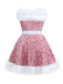 1960s Christmas Fur Sequin Strapless Dress - vintage dress, retro fashion