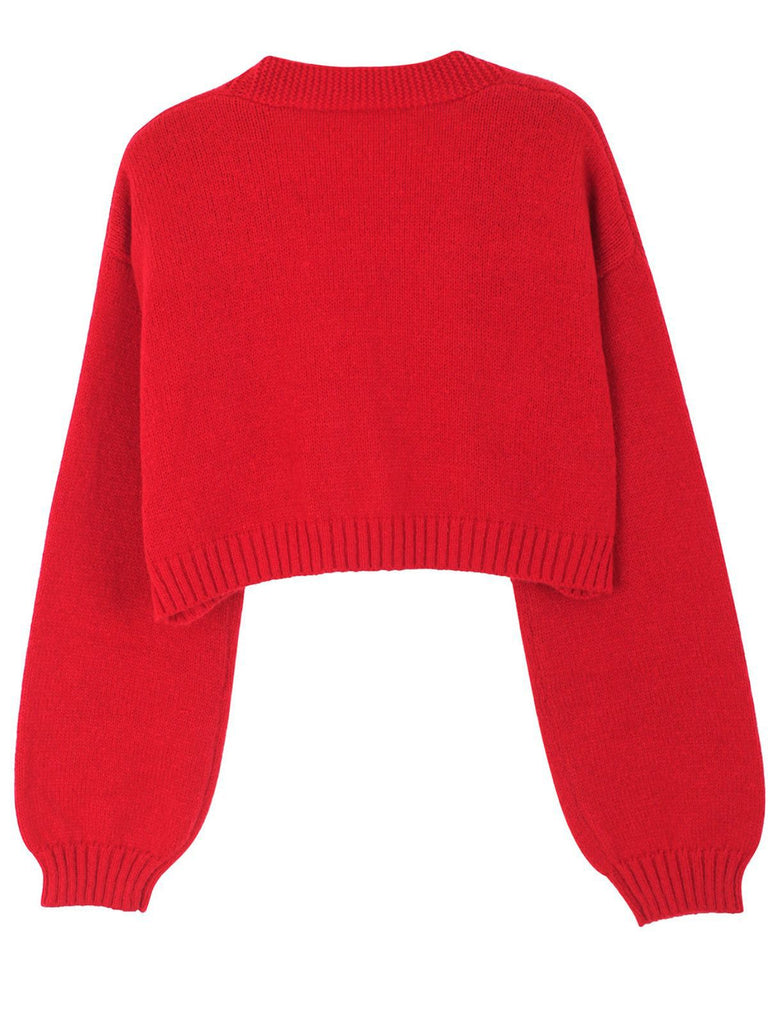 1960s Christmas Gingerbread Cropped Sweater Cardigan - vintage fashion, retro style